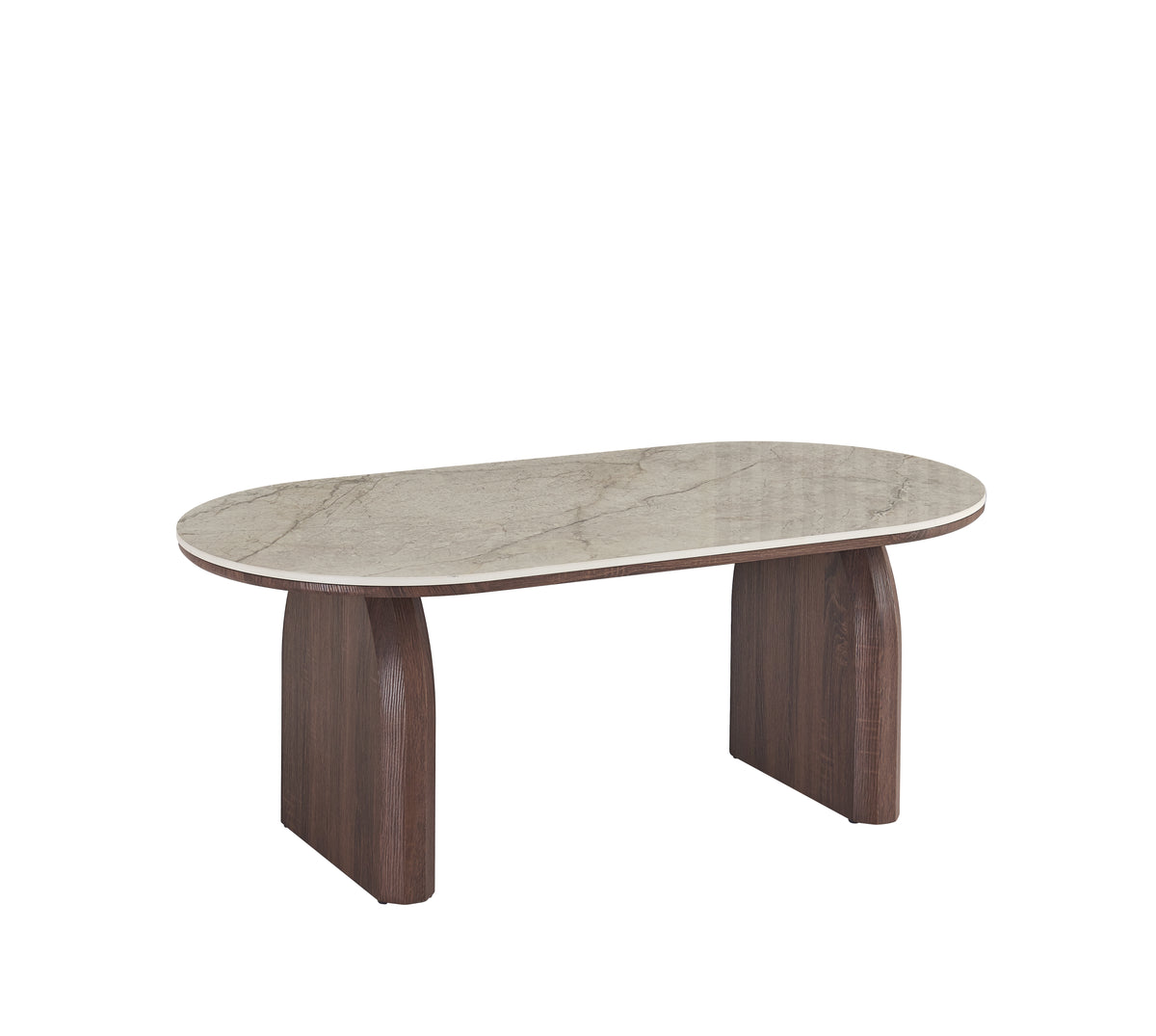 Table Basse Fluide Pied Effet Noyer Plateau Céramique Shakespeare 120X60X45Cm