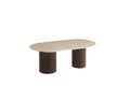 Table Basse Keysha Pied Effet Noyer Céramique Travertin Mat 120X60X45Cm
