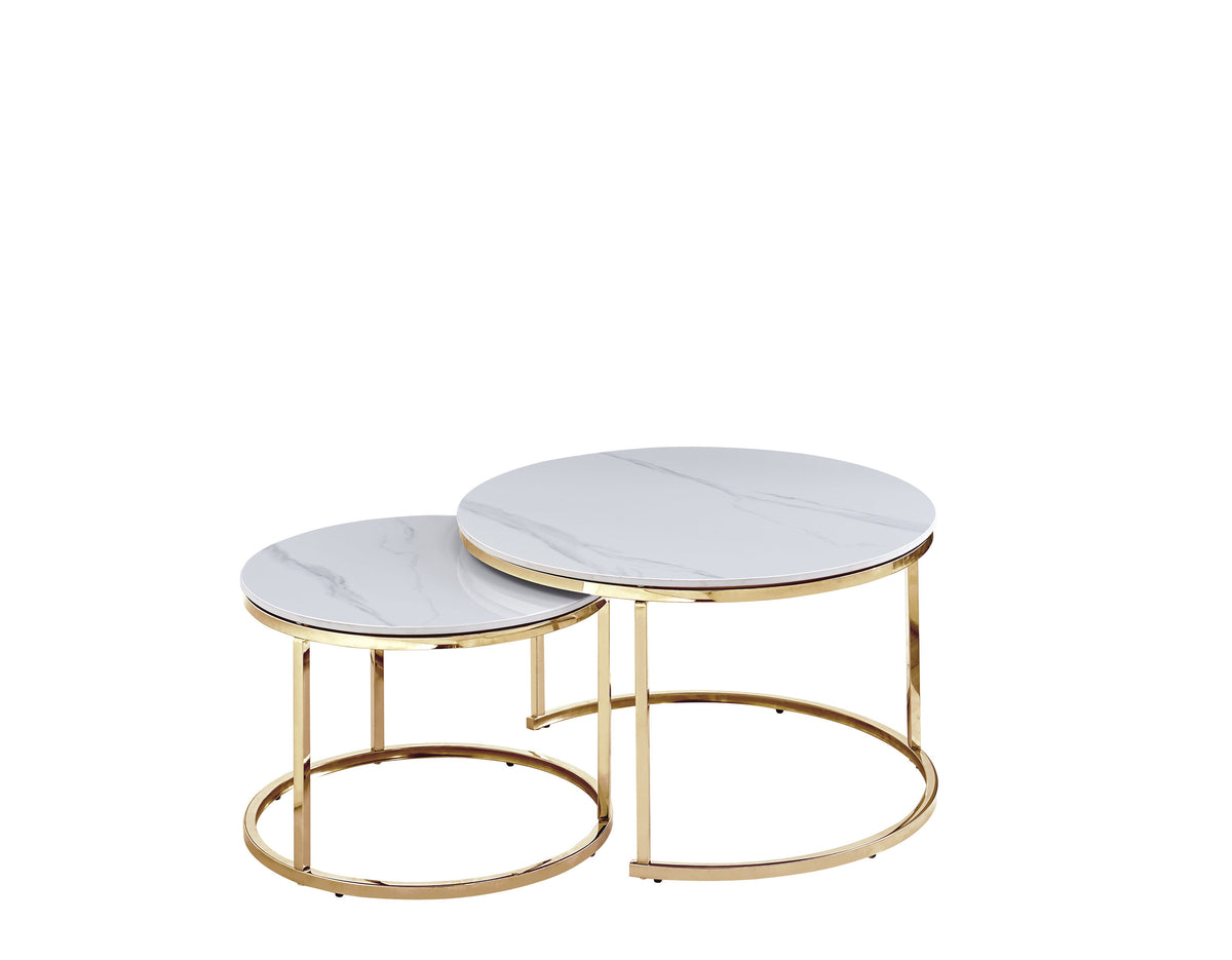 Table Basse Gigogne Céramique + - 80x45, Doré