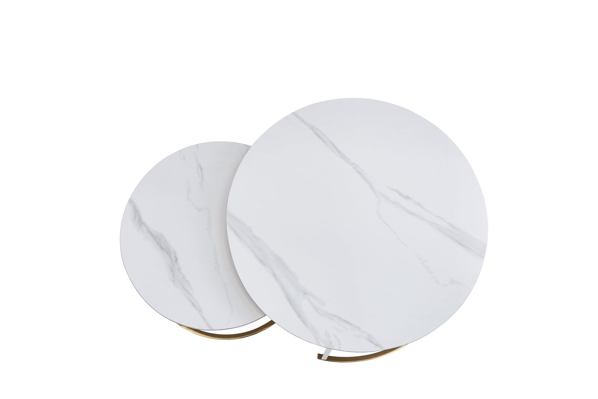 Table Basse Gigogne Céramique + - 80x45, Doré