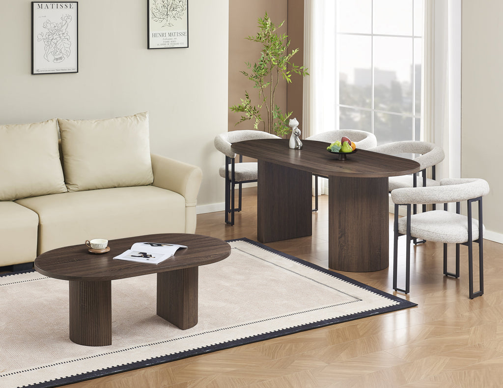 Table Basse New Anna Pied Effet Noyer Plateau Mdf Effet Noyer 120X70X45Cm