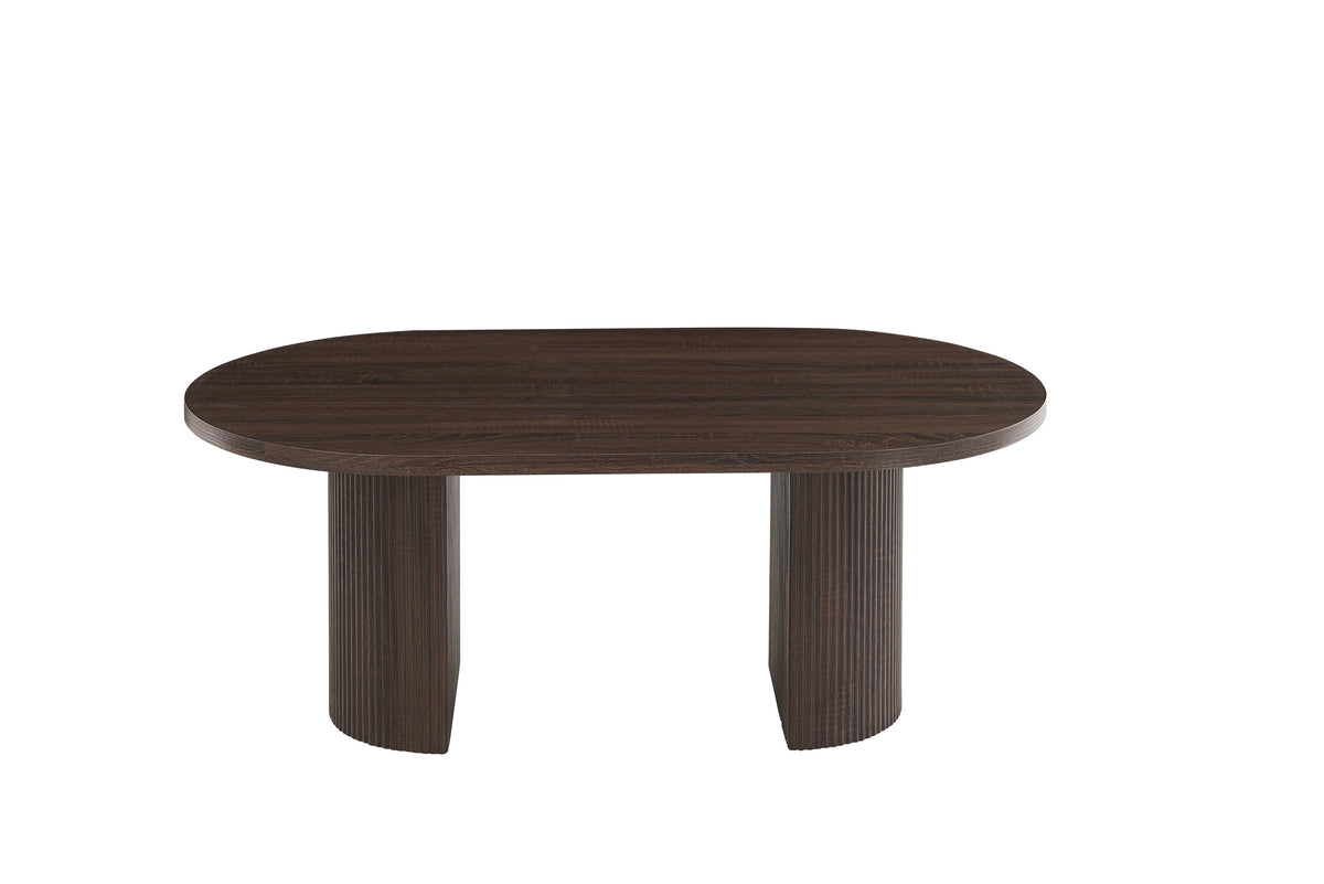 Table Basse New Anna Pied Effet Noyer Plateau Mdf Effet Noyer 120X70X45Cm