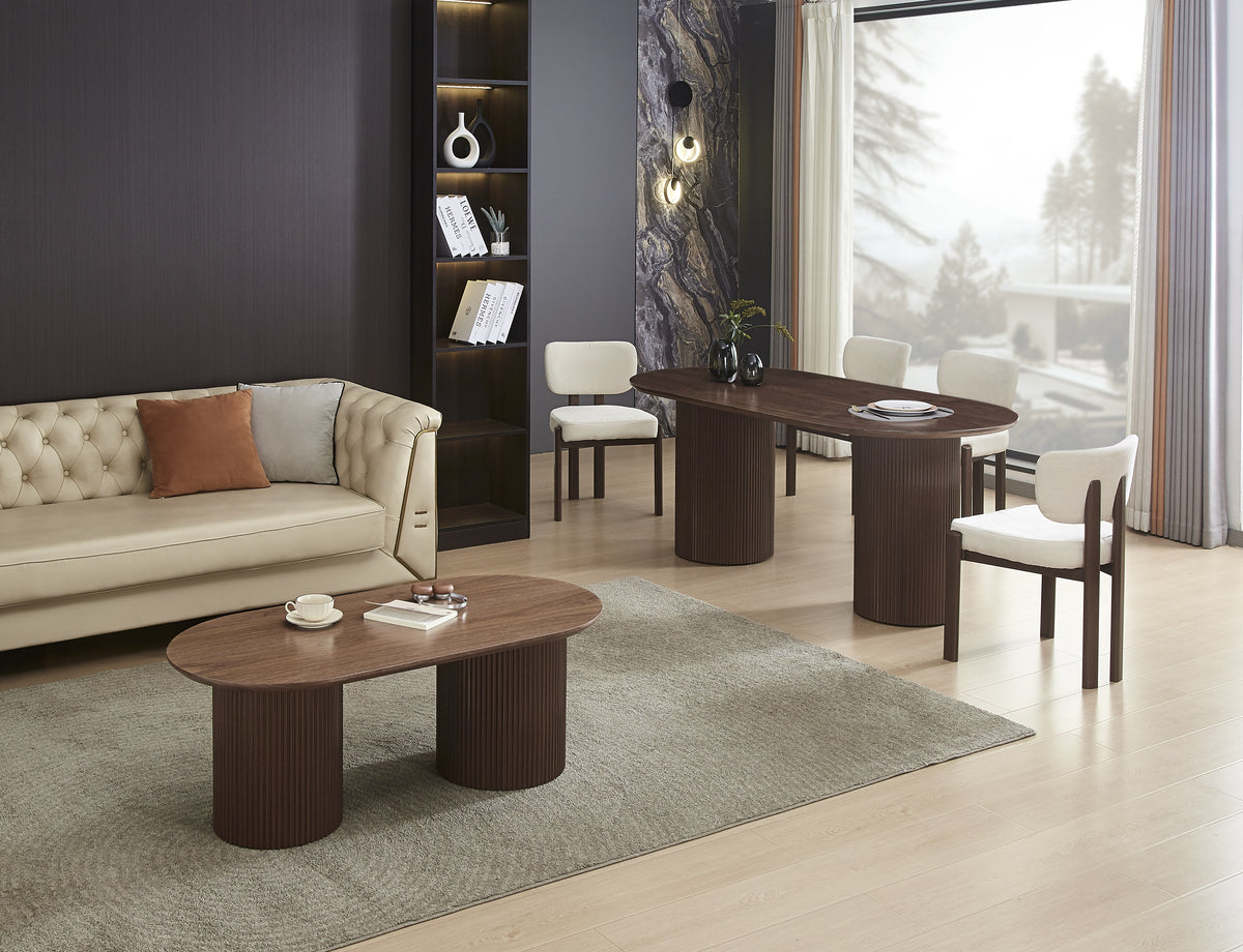 Table Basse Kinshasa Pied métal Effet Noyer Plateau Effet Bois Noyer 120X60X45Cm