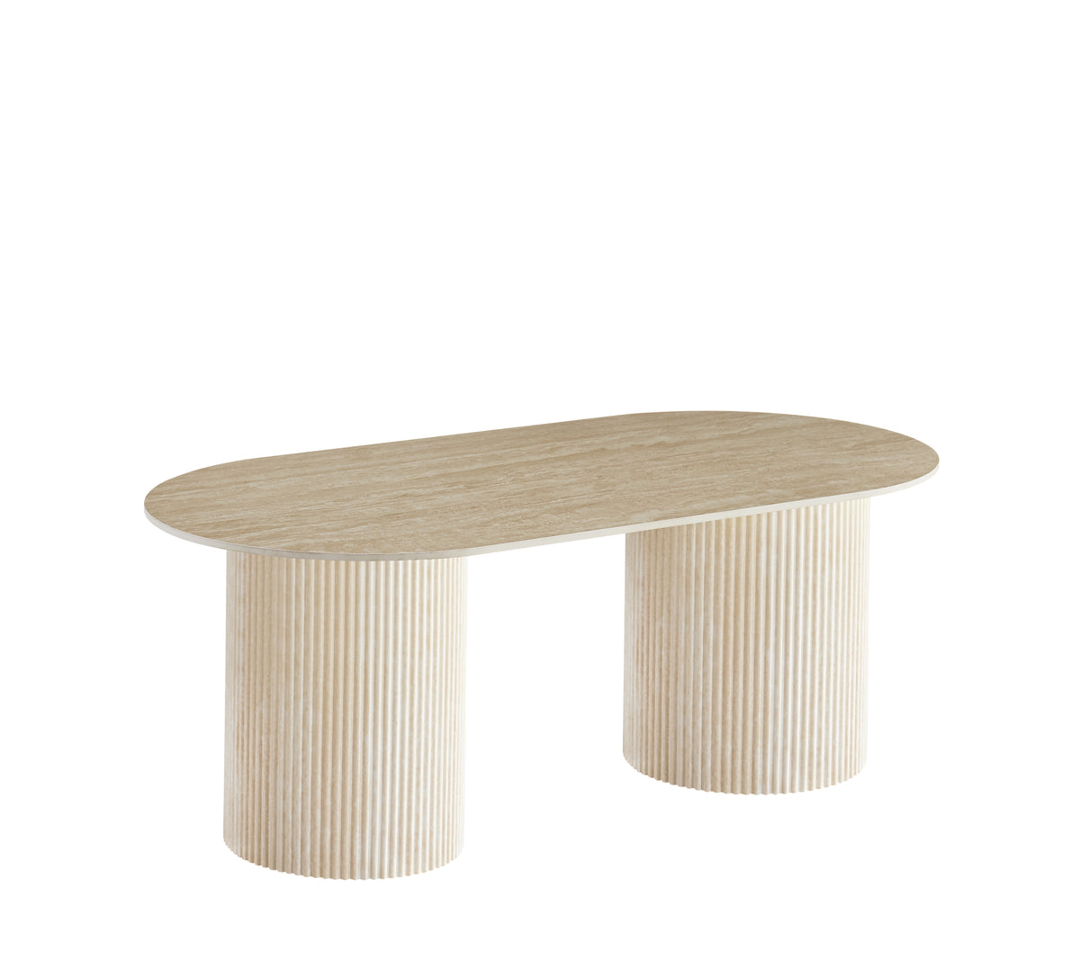 Table Basse Kinshasa Pied métal Travertin Plateau Céramique Travertin Mat 120X60X45Cm