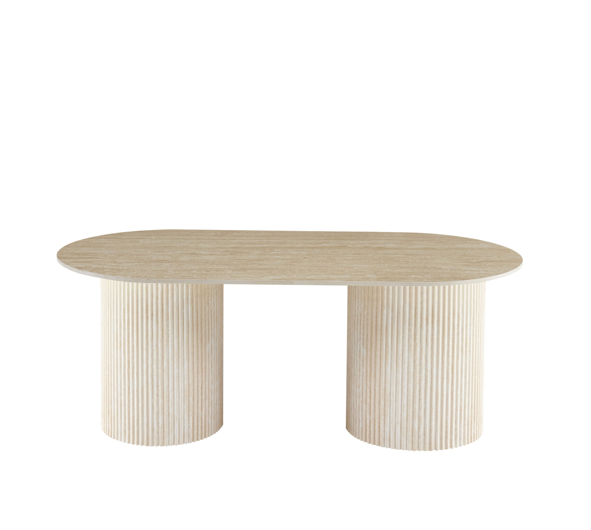 Table Basse Kinshasa Pied métal Travertin Plateau Céramique Travertin Mat 120X60X45Cm