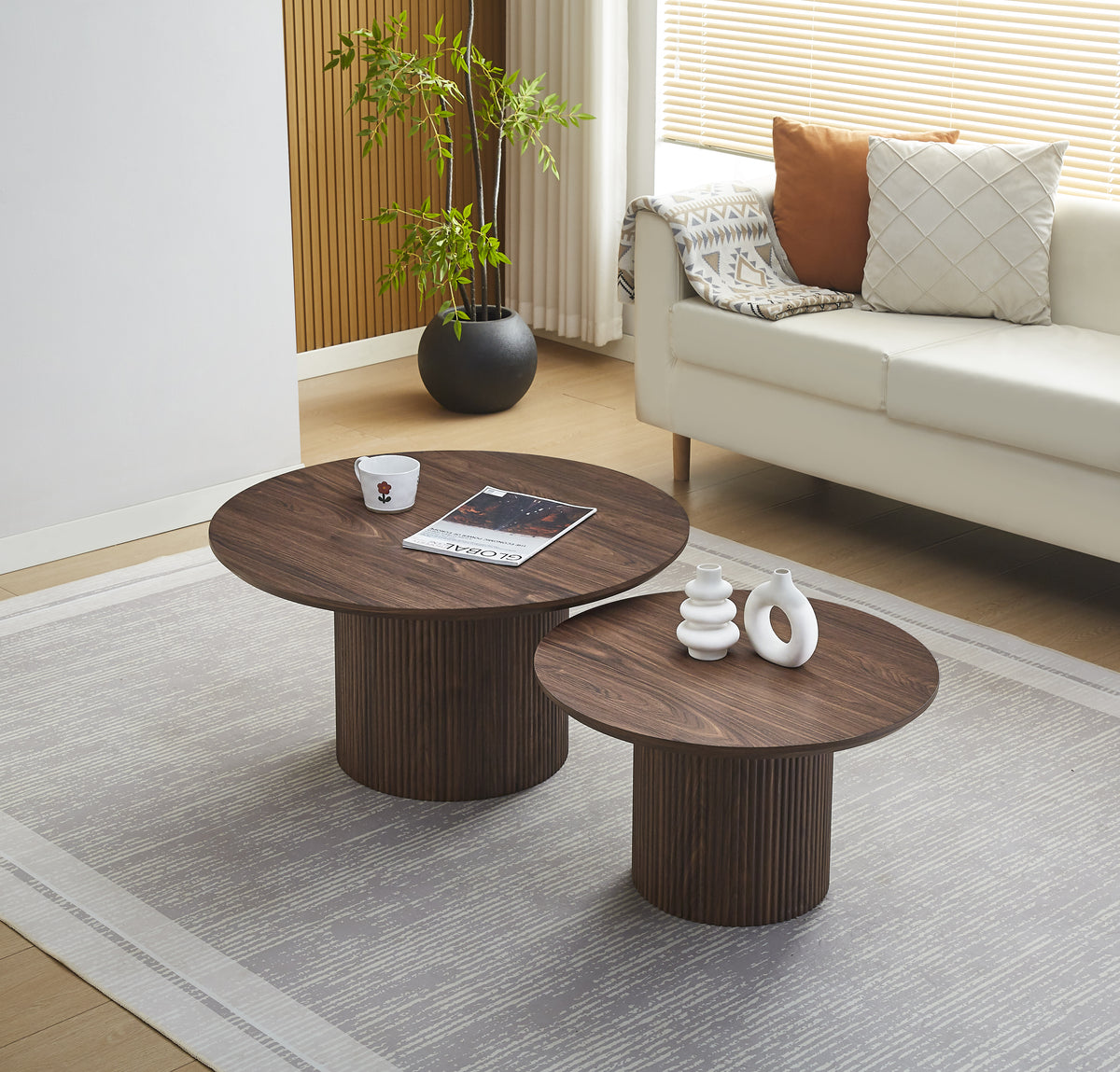 Table Basse Minali Plateau Mdf Effet Noyer Pied Mdf Effet Noyer
