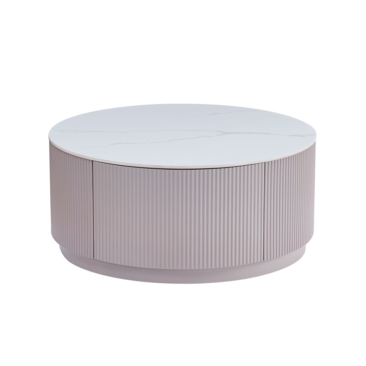 Table Basse Bari Bois Gris Plateau Marbre Blanc Avec Tiroir 80X45Cm