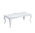 Table Basse Baroque Chrome Marbre Blanc 120X60X45 Cm