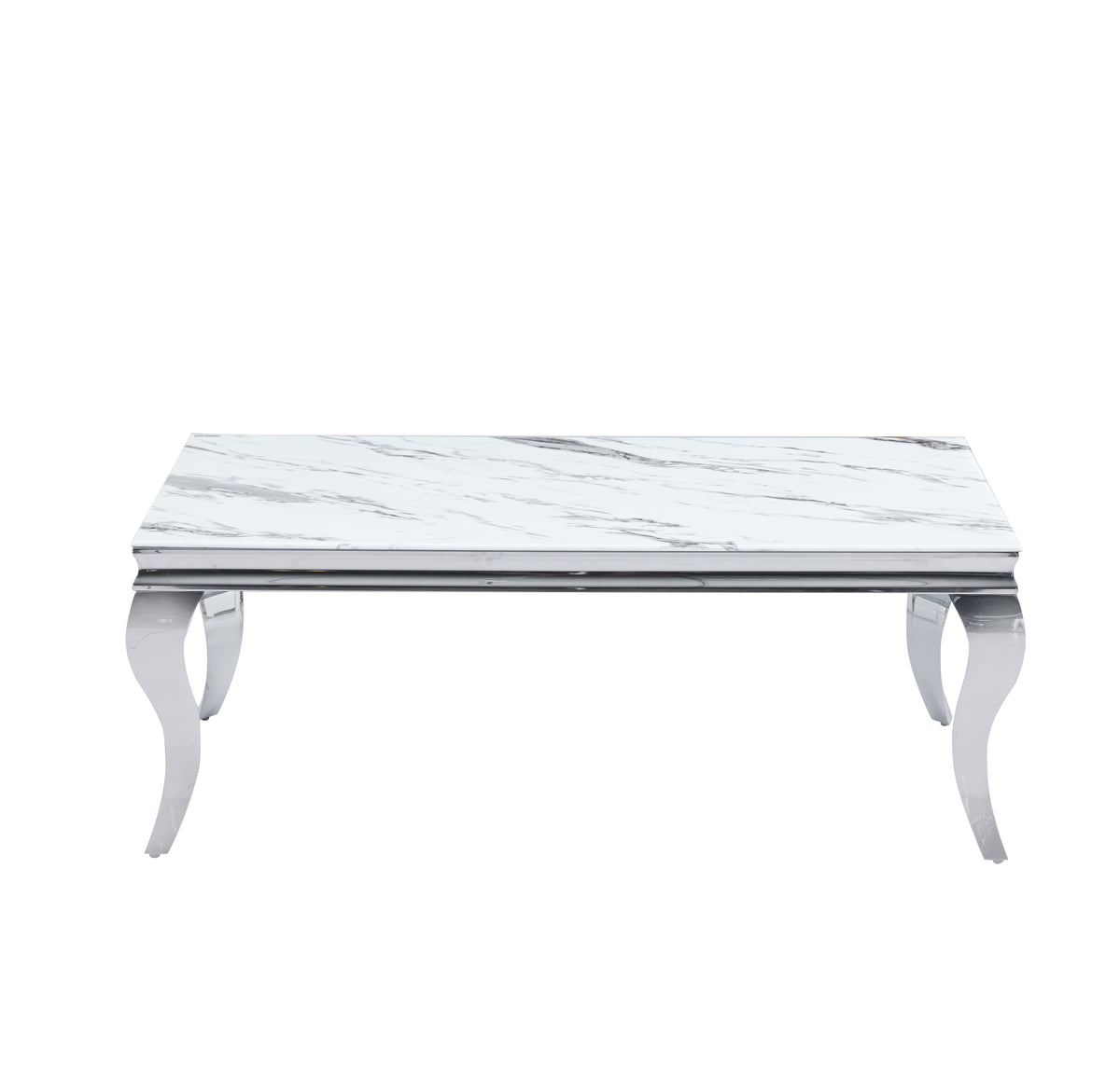 Table Basse Baroque Chrome Marbre Blanc 120X60X45 Cm