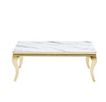 Table Basse Baroque Gold Marbre Blanc 120X60X45 Cm