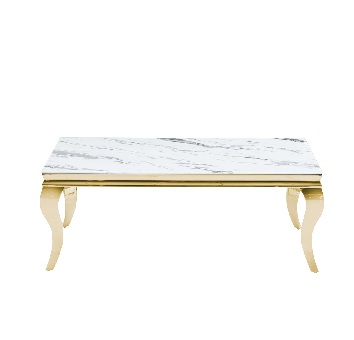 Table Basse Baroque Gold Marbre Blanc 120X60X45 Cm