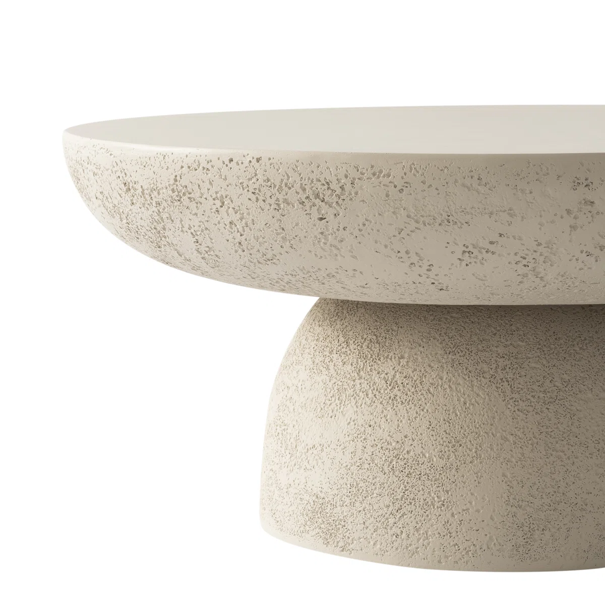 Table Basse Galet Fibre De Verre Renforcee Effet Travertin Mat
