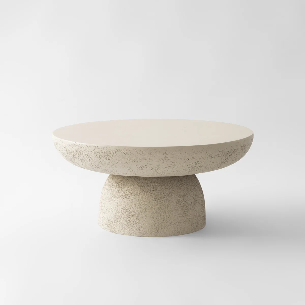Table Basse Galet Fibre De Verre Renforcee Effet Travertin Mat