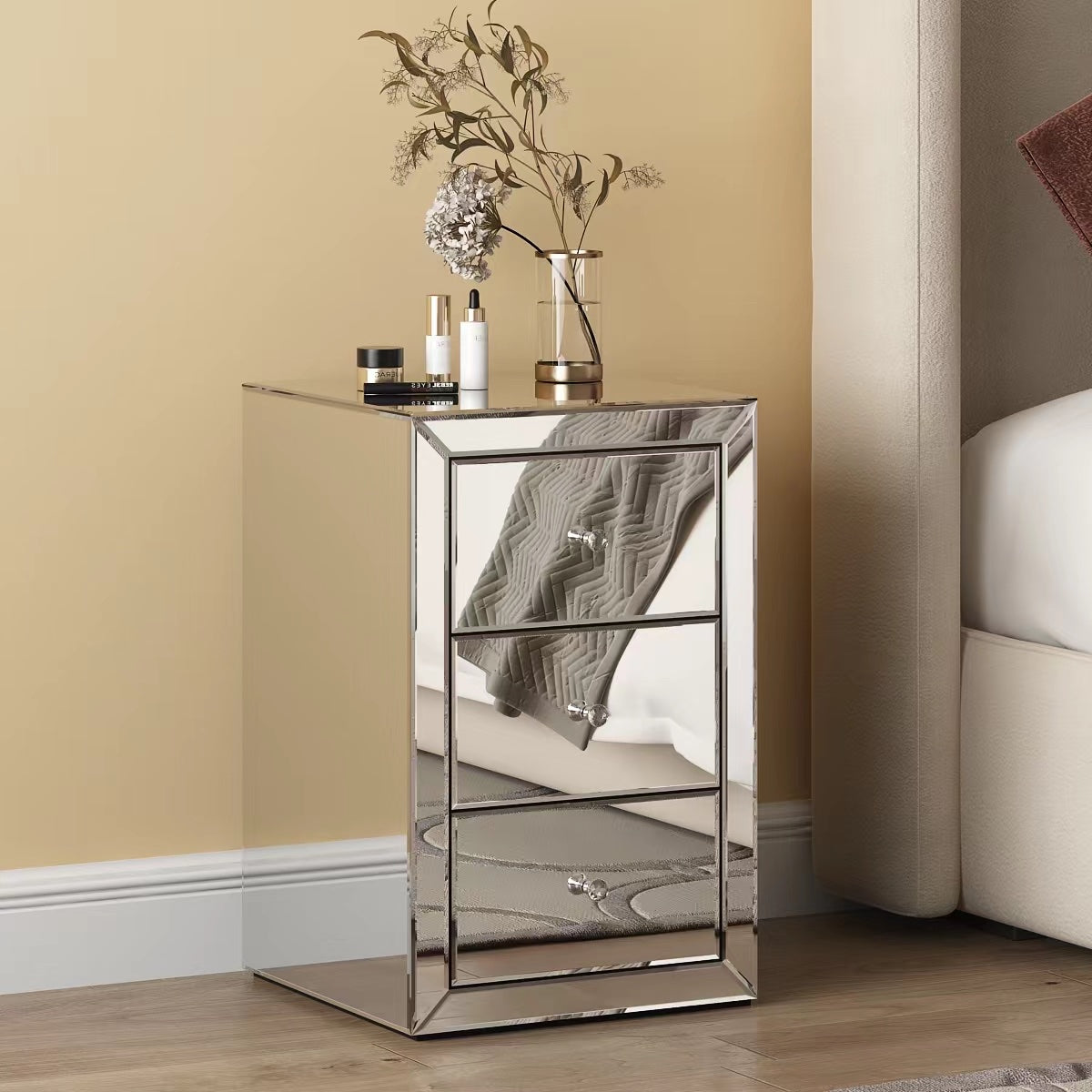 Chevet Miroir Adel 38X38X60Cm
