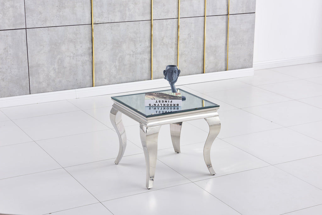 Gueridon Baroque Miroir - 50x50, Chrome