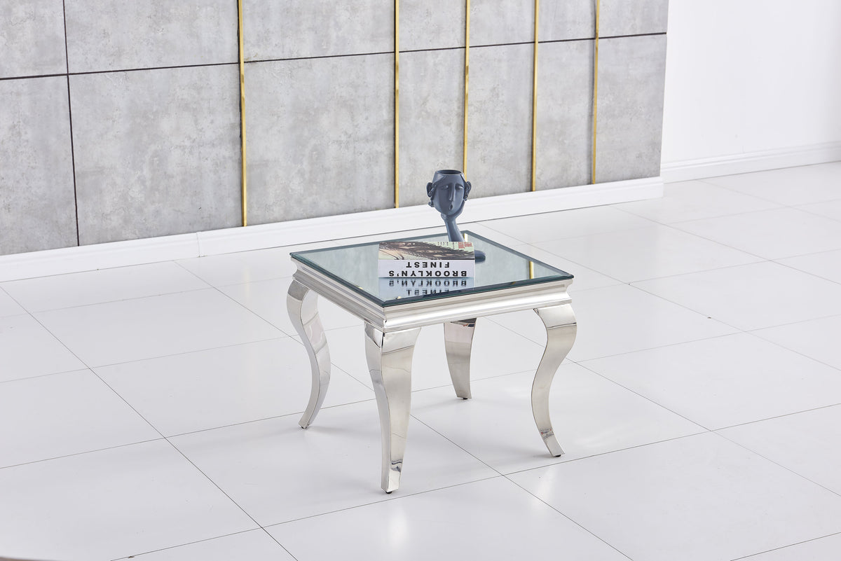 Gueridon Baroque Miroir - 50x50, Chrome