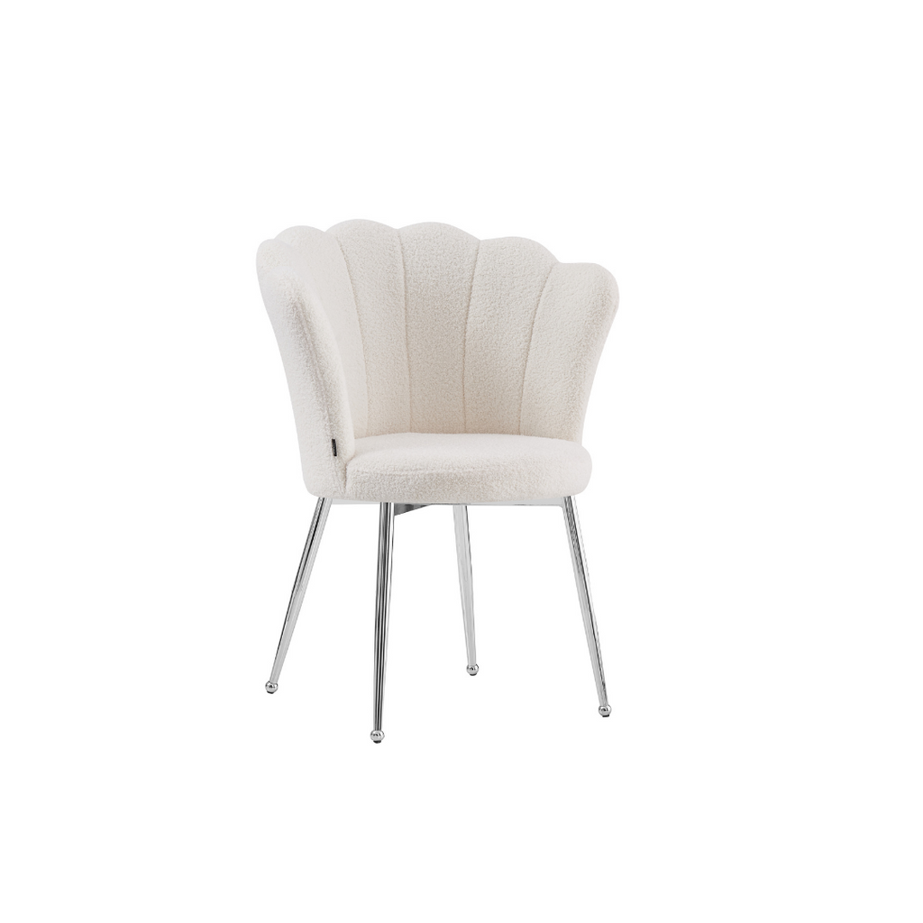 Chaise Nymphea Chrome Molletonne Doudou chrome avec pieds chromés