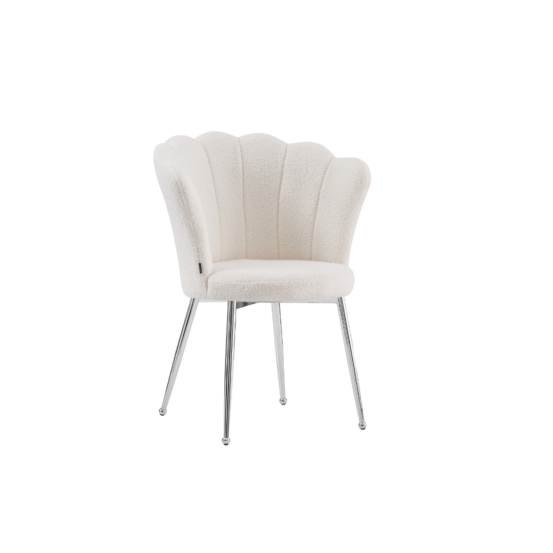 Chaise Nymphea Chrome Molletonne Doudou chrome avec pieds chromés