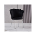 Chaise Nymphea Chrome Velours Noir noir avec pieds chromés
