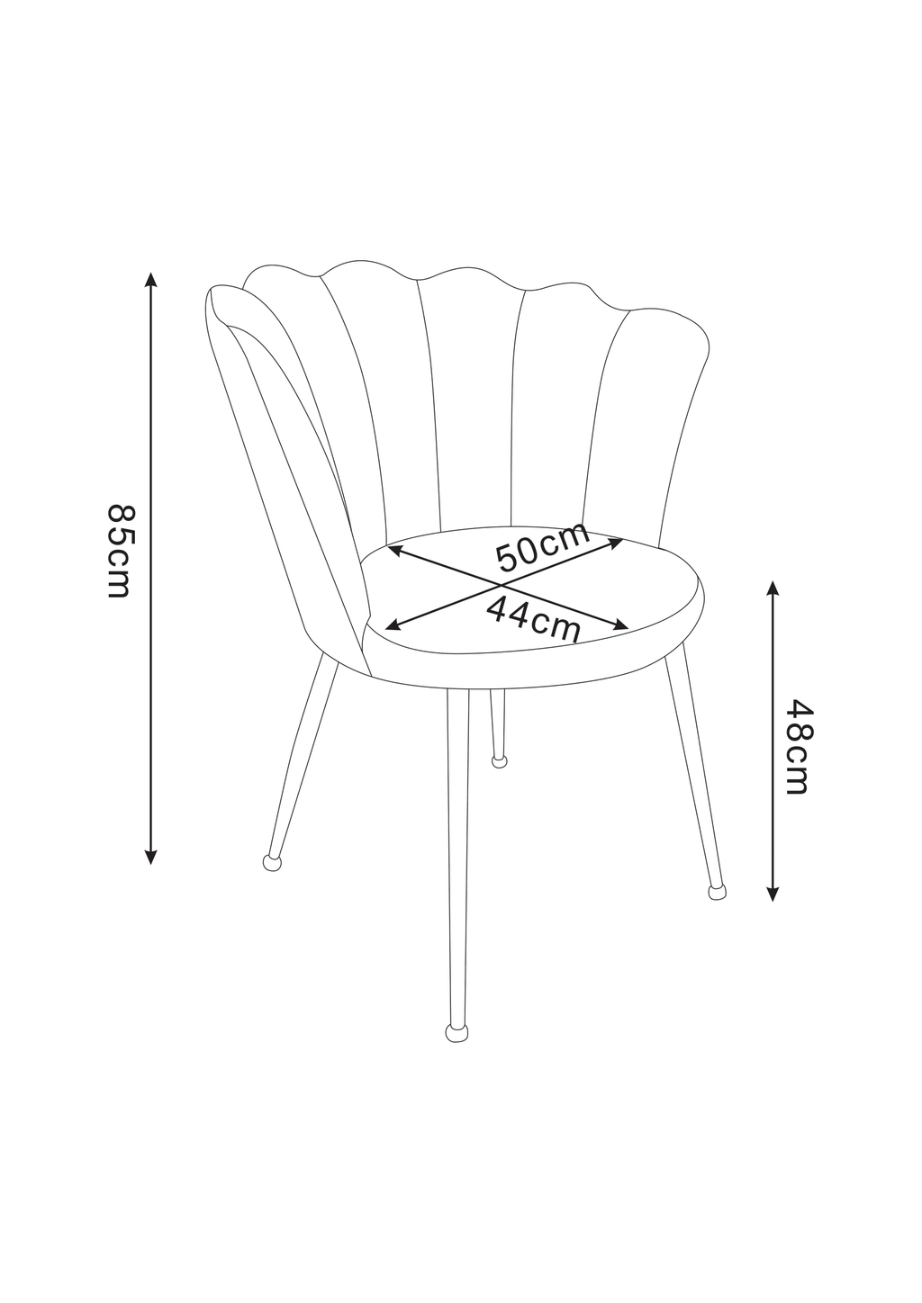 Chaise Nymphea Chrome Velours Noir noir avec pieds chromés