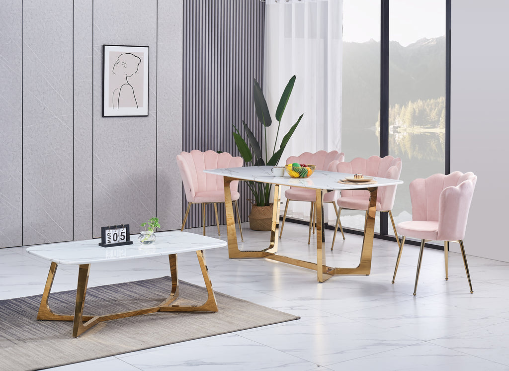 Chaise Nymphea Gold Velours - Rose
