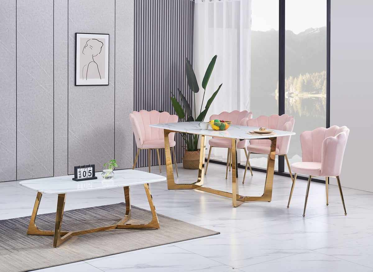 Chaise Nymphea Gold Velours - Rose
