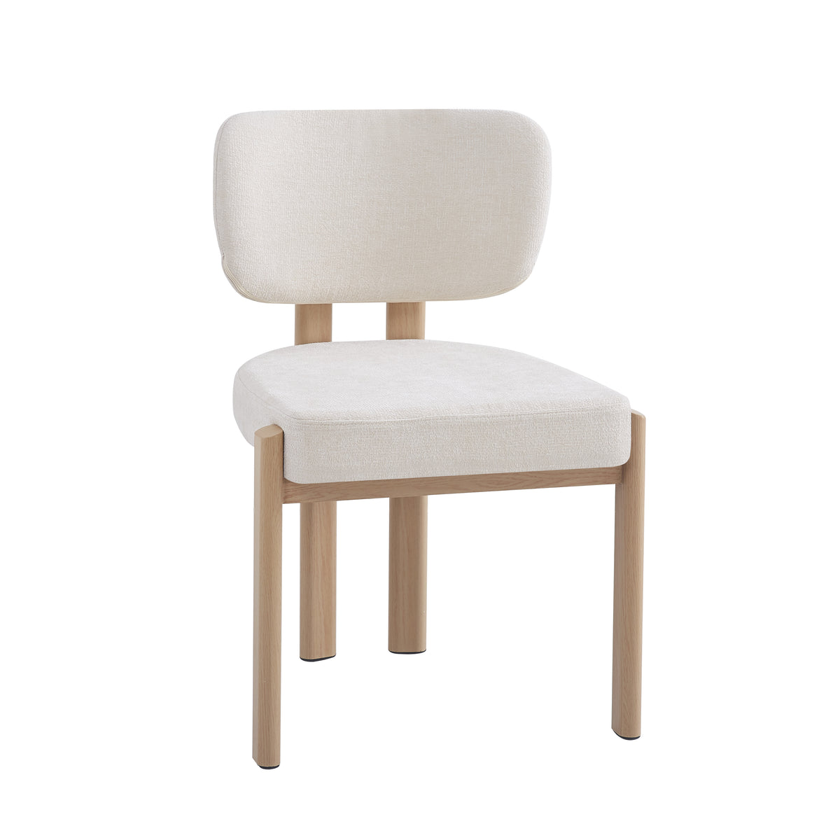 Chaise Baguette Pied Effet Bois Tissus Serge Chenille - Beige