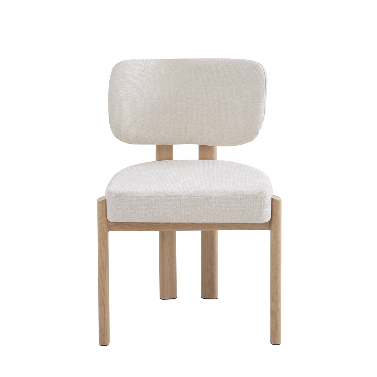 Chaise Baguette Pied Effet Bois Tissus Serge Chenille - Beige