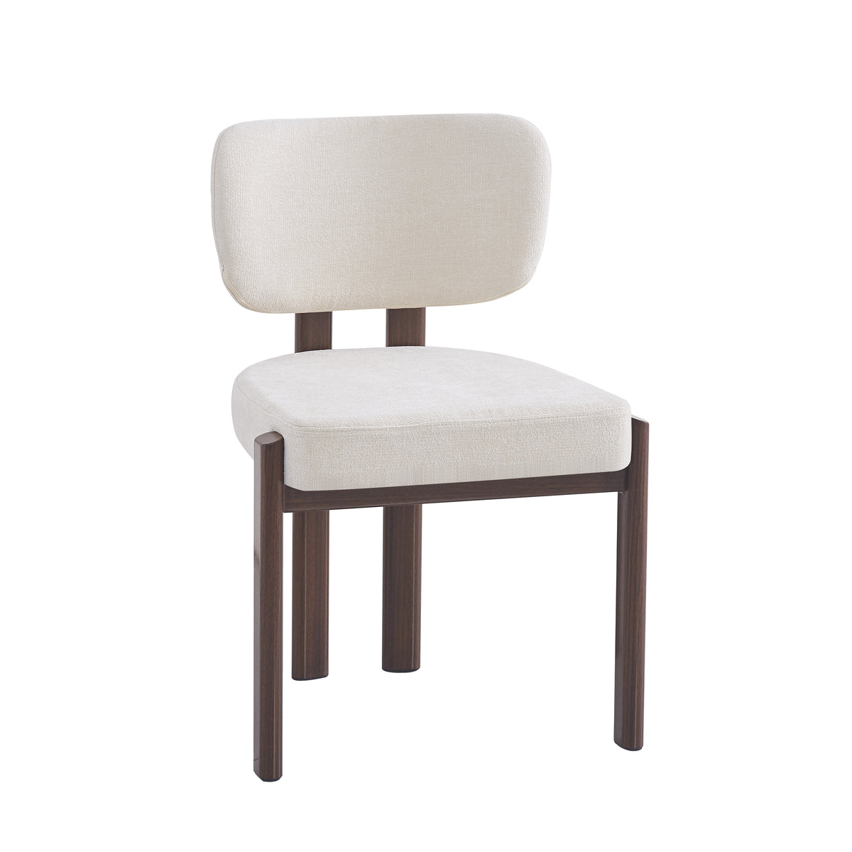 Chaise Baguette Pied Effet Noyer Tissus Serge Chenille - Beige