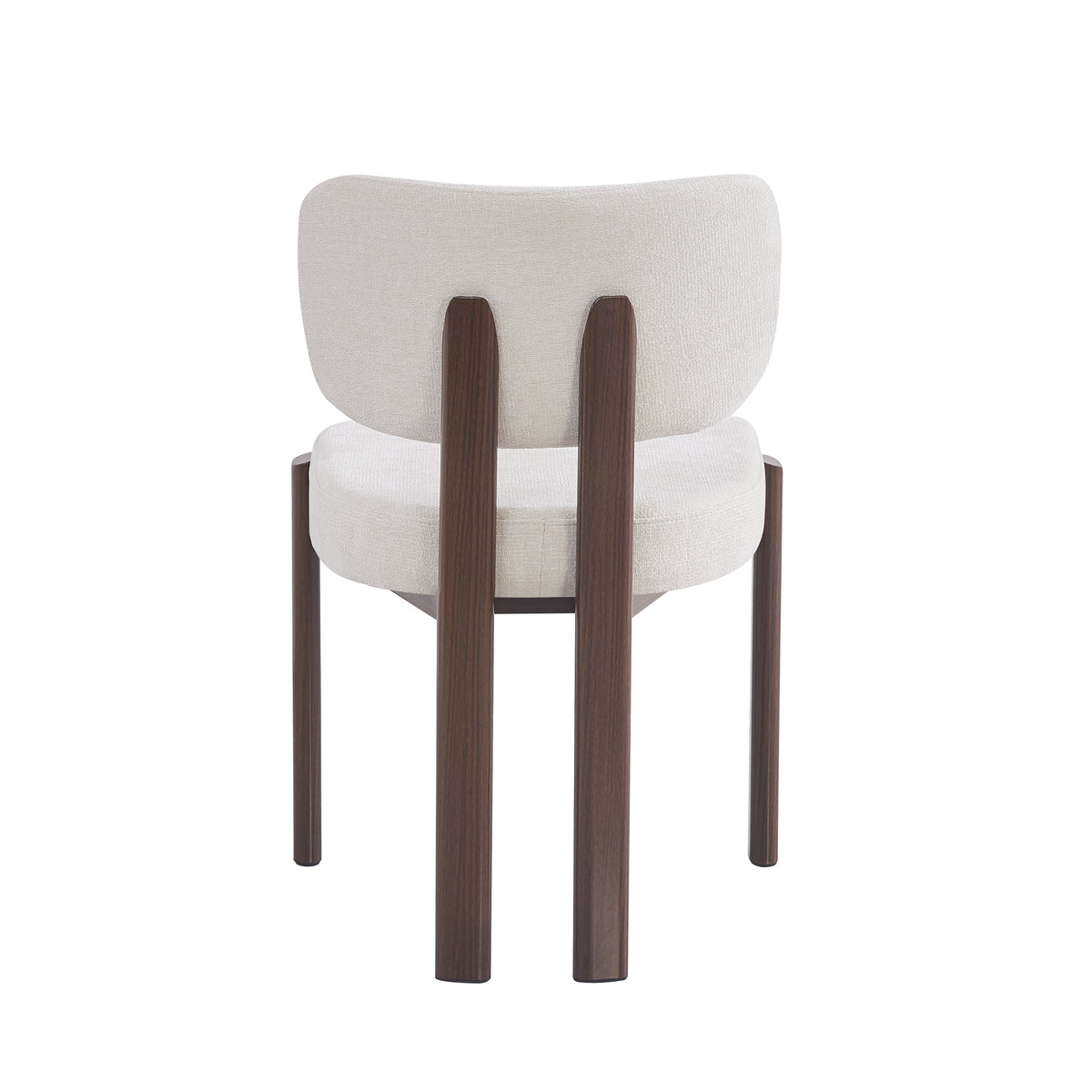 Chaise Baguette Pied Effet Noyer Tissus Serge Chenille - Beige