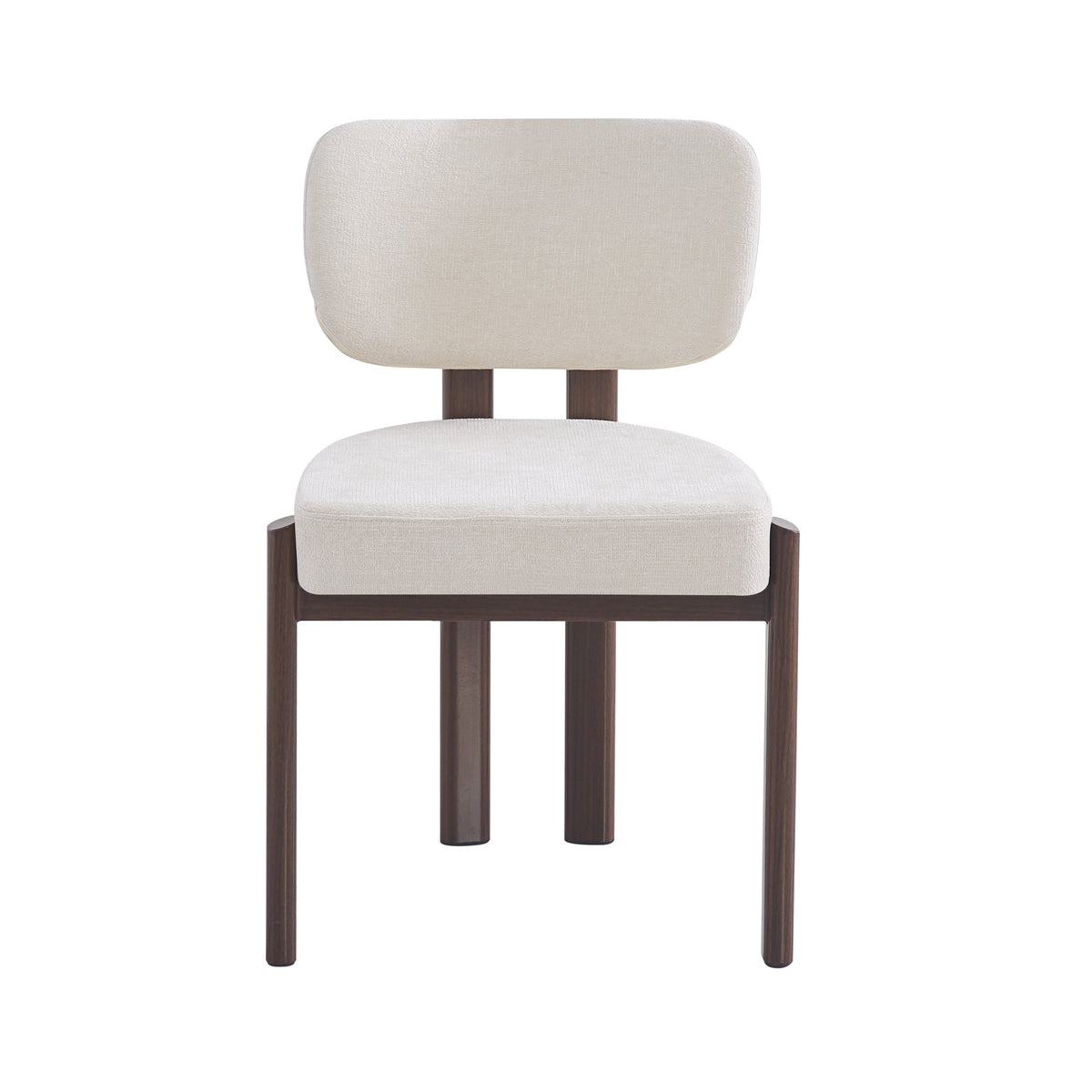 Chaise Baguette Pied Effet Noyer Tissus Serge Chenille - Beige