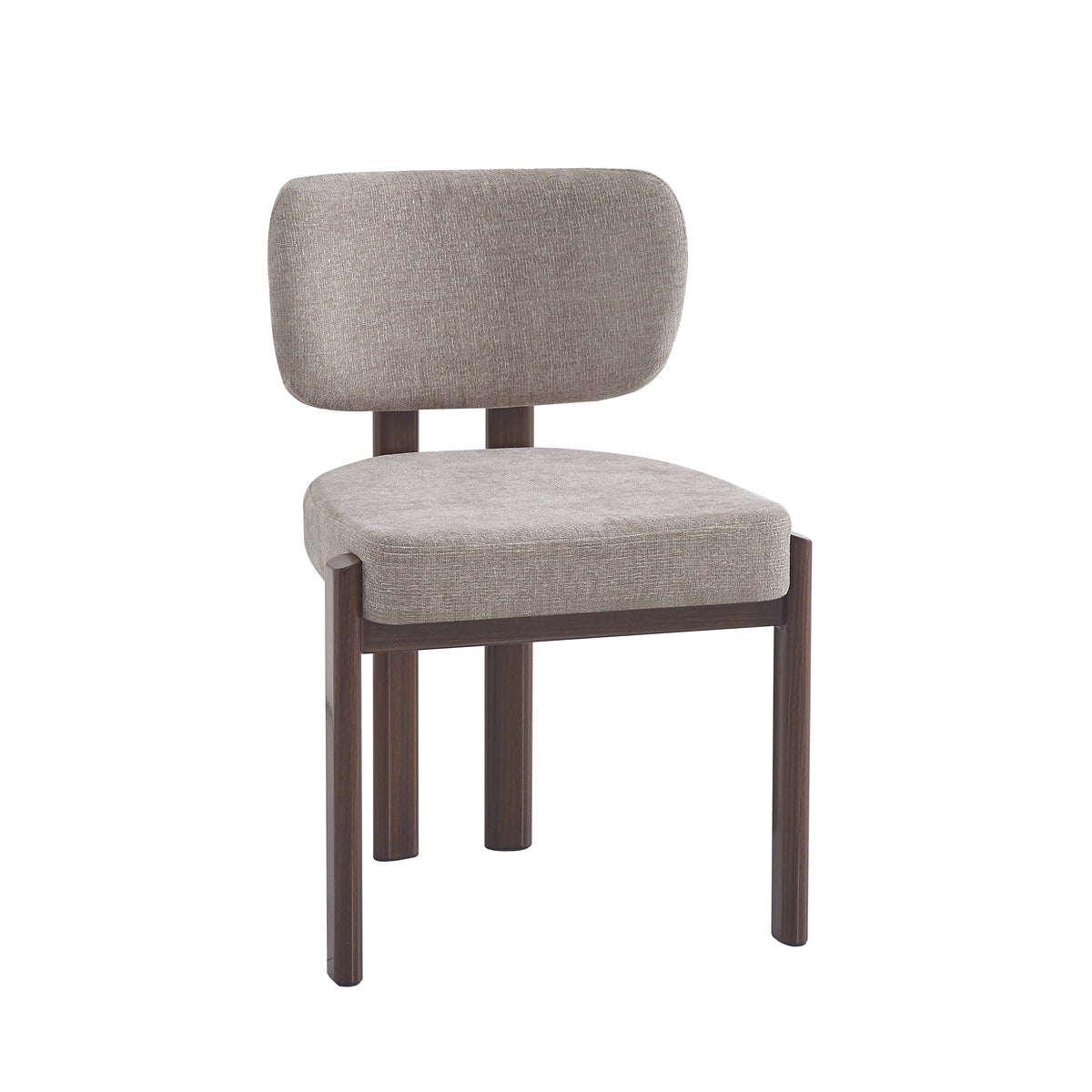 Chaise Baguette Pied Effet Noyer Tissus Serge Chenille - Moka