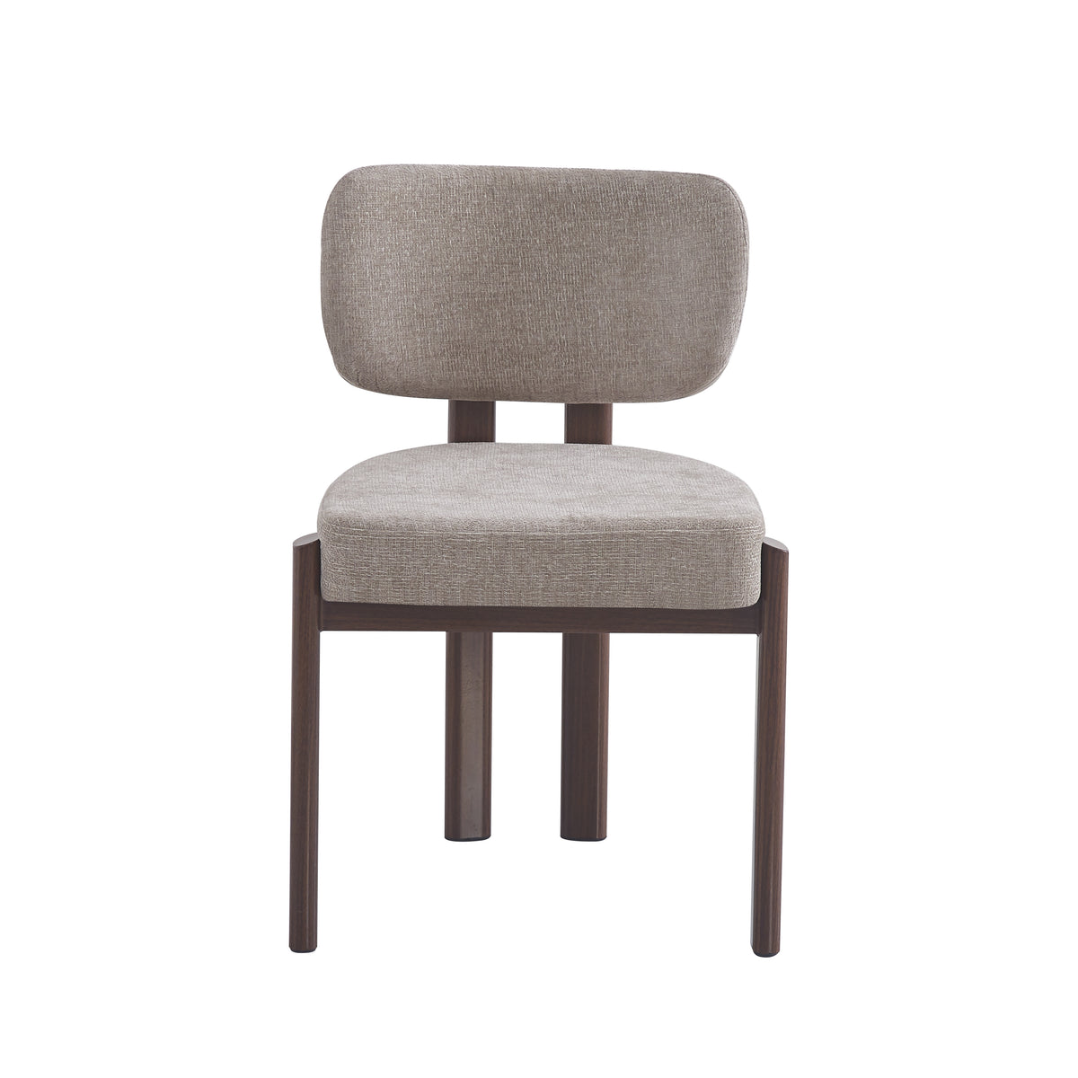 Chaise Baguette Pied Effet Noyer Tissus Serge Chenille - Moka