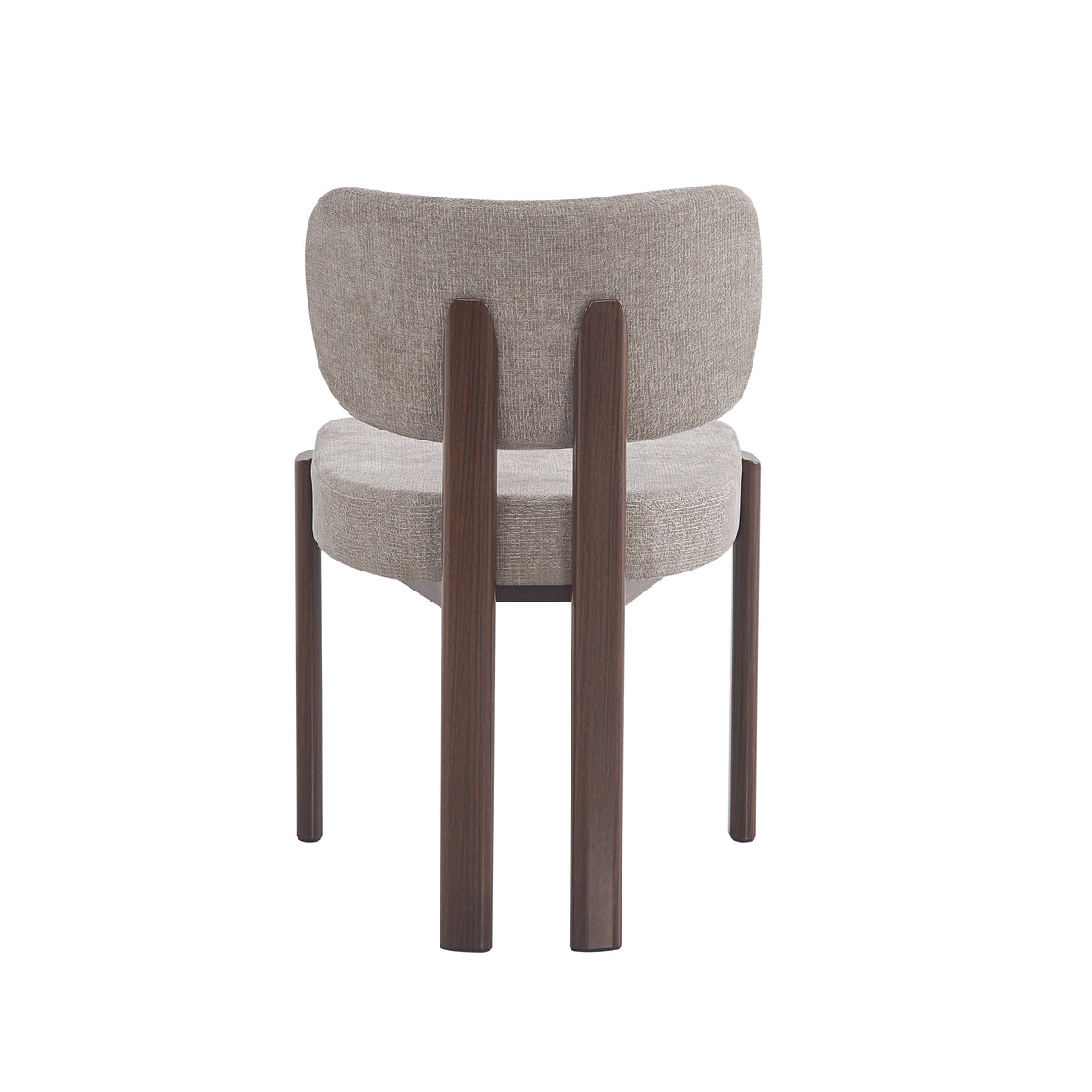 Chaise Baguette Pied Effet Noyer Tissus Serge Chenille - Moka