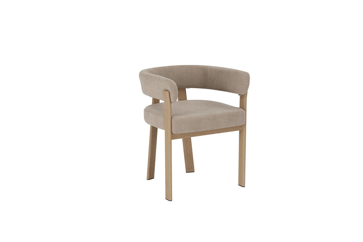 Chaise Alia structure chêne en tissu bouclette moka