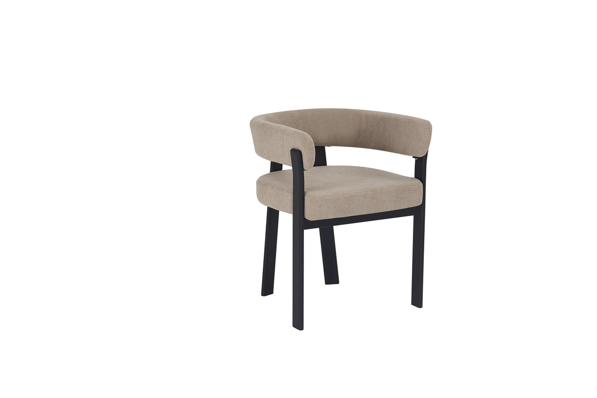 Chaise Alia structure noire en tissu bouclette moka