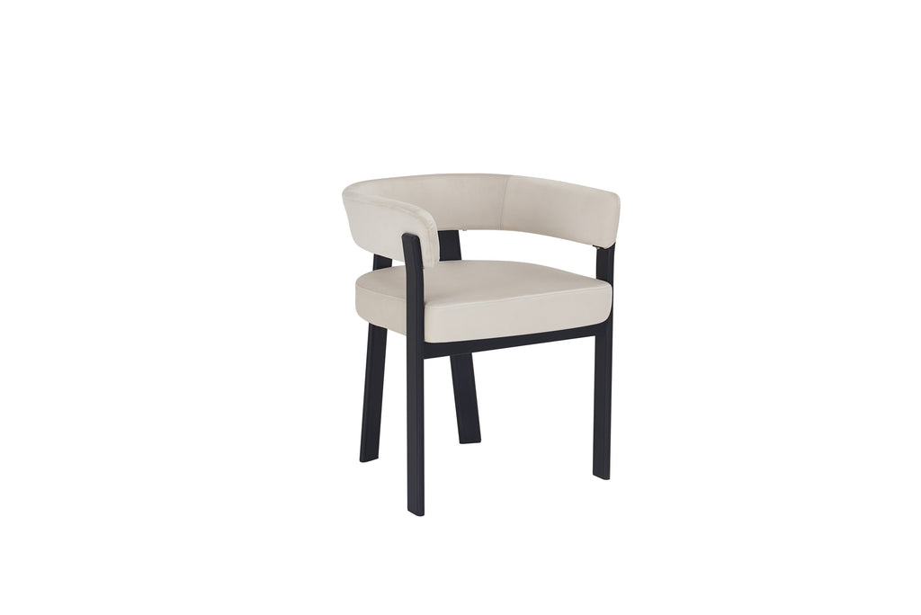 Chaise Alia structure noire en tissu bouclette beige