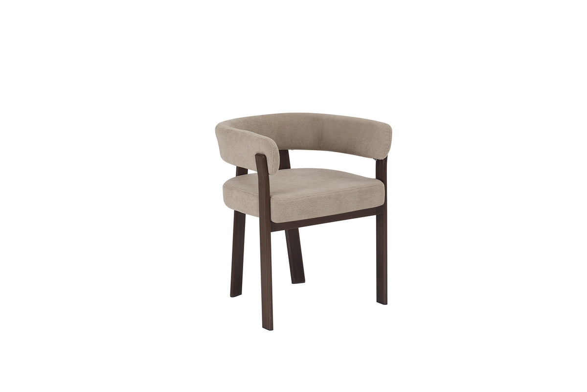 Chaise Alia structure noyer en tissu bouclette moka