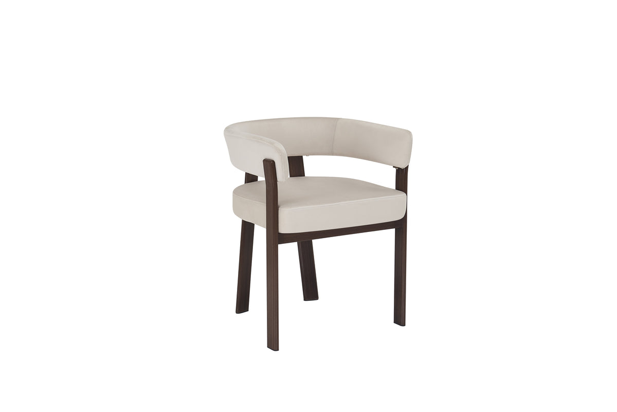 Chaise Alia structure noyer en tissu bouclette beige