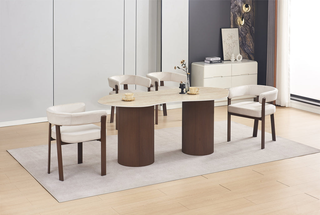 Chaise Alia en tissu 3D – Structure noyer