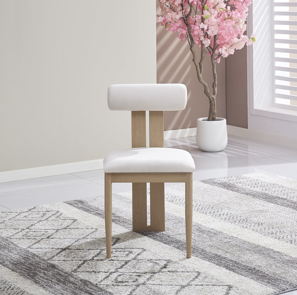 Chaise Tiffany pieds Effet Bois Velours beige