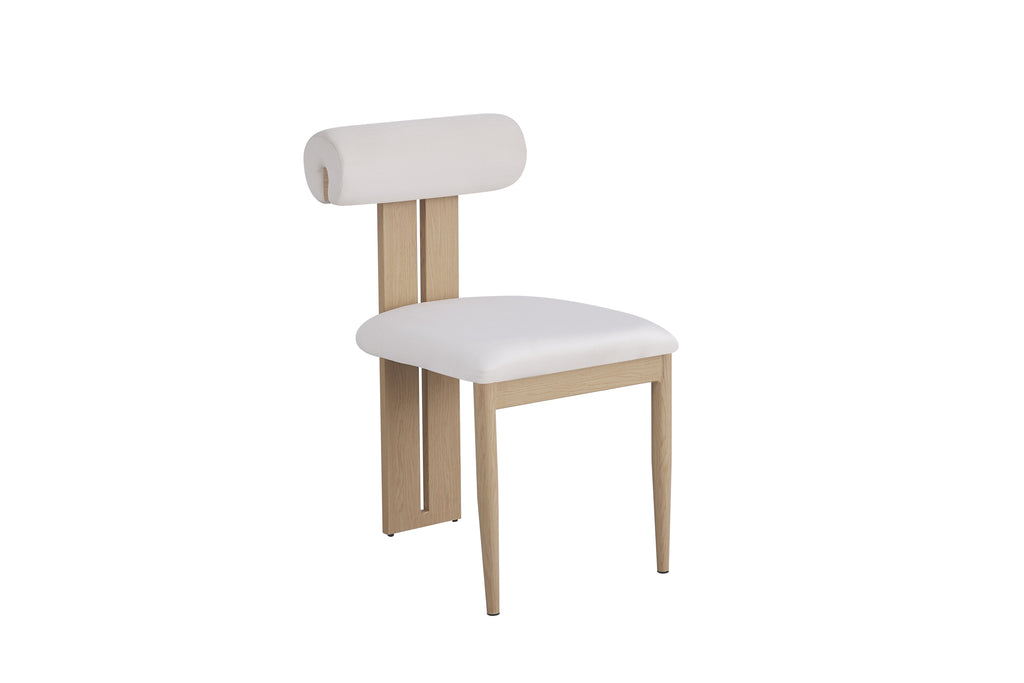 Chaise Tiffany pieds Effet Bois Velours beige