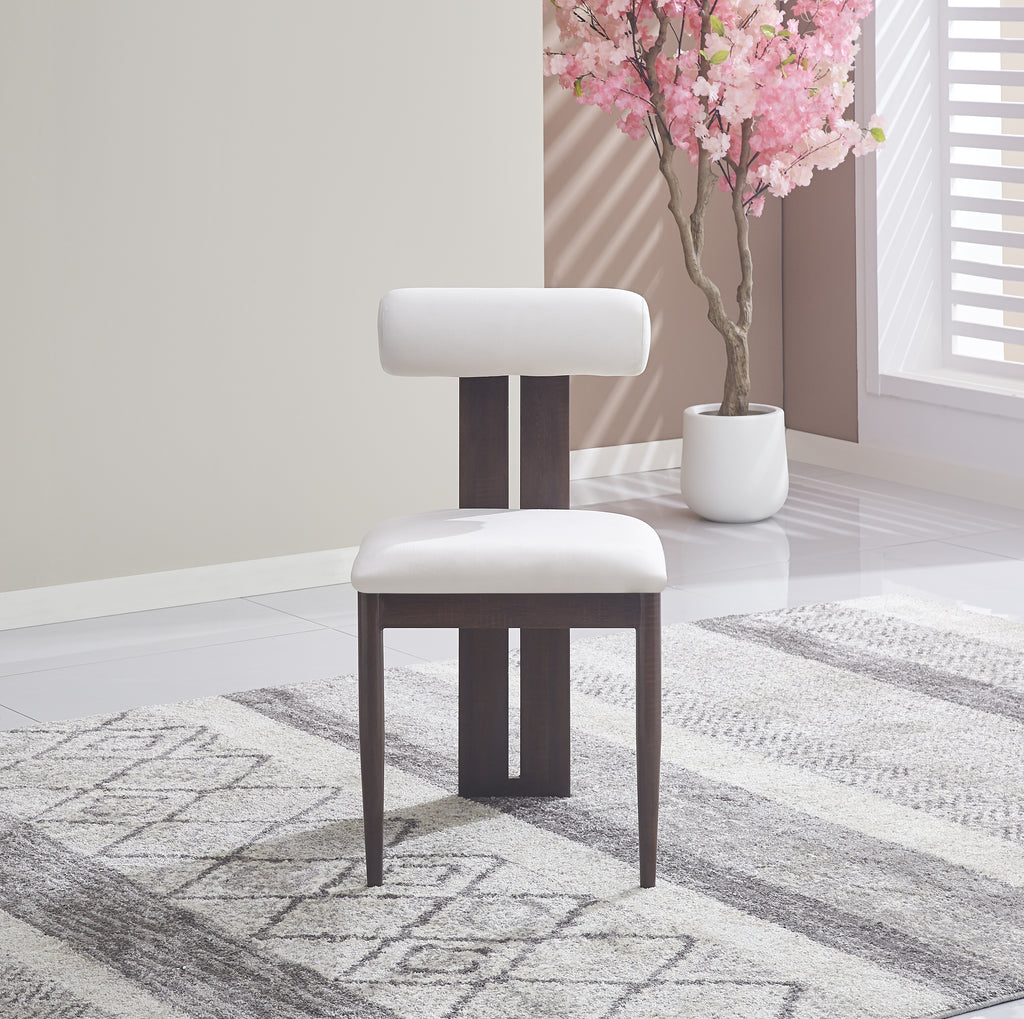 Chaise Tiffany pieds Effet Noyer Velours beige