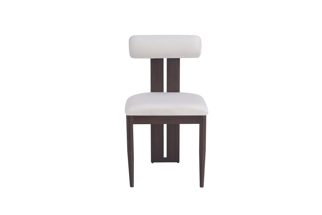 Chaise Tiffany pieds Effet Noyer Velours beige