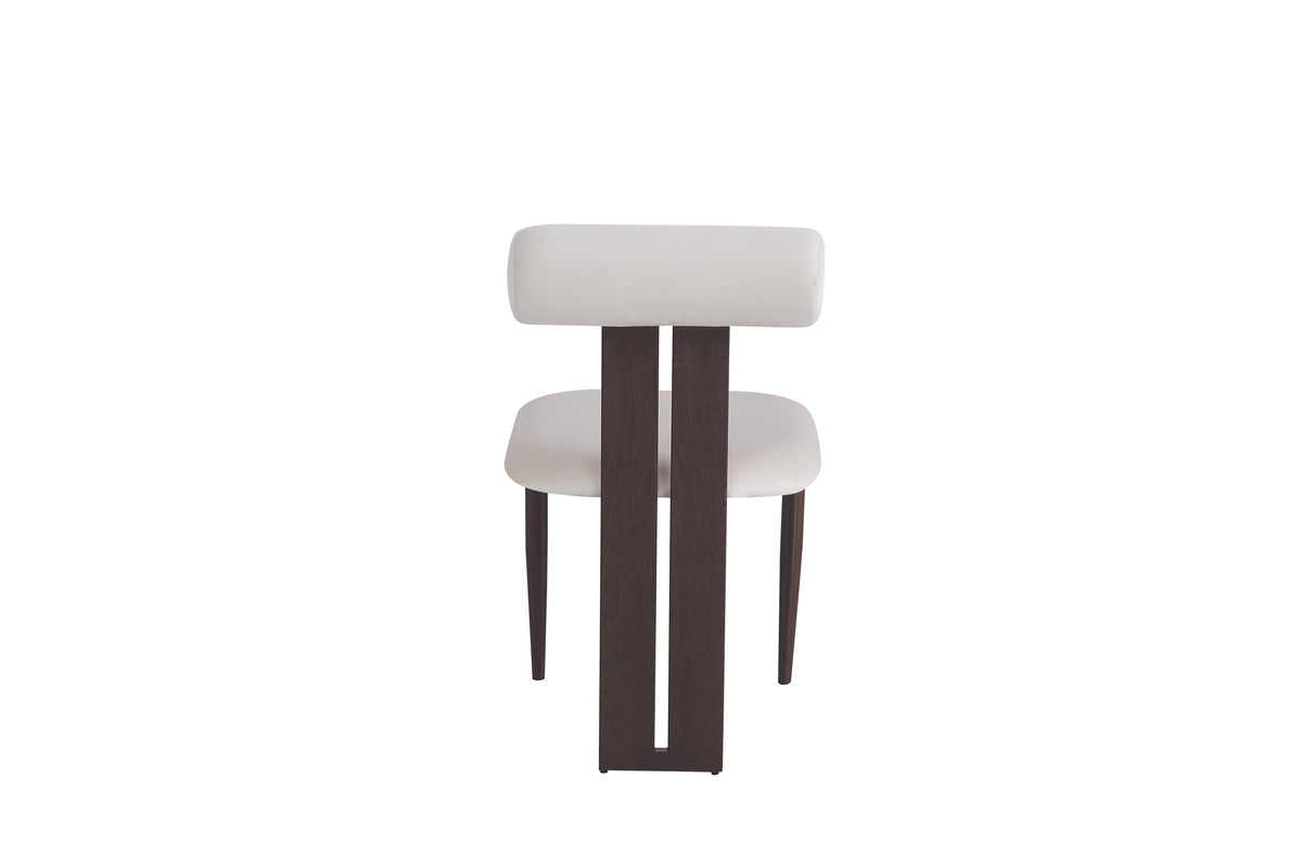 Chaise Tiffany pieds Effet Noyer Velours beige