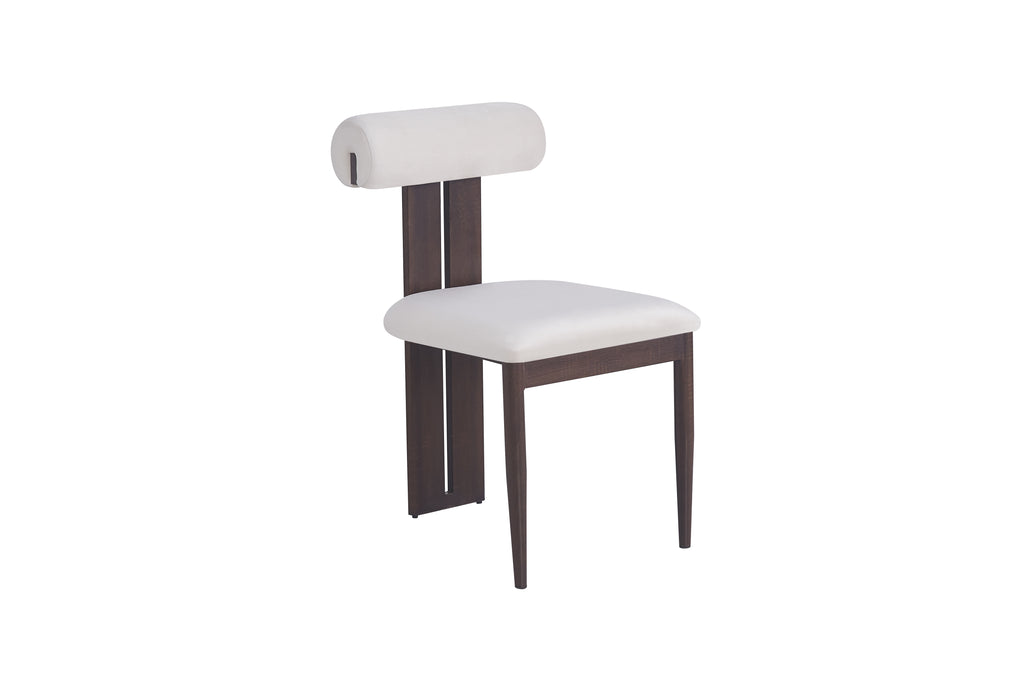 Chaise Tiffany pieds Effet Noyer Velours beige