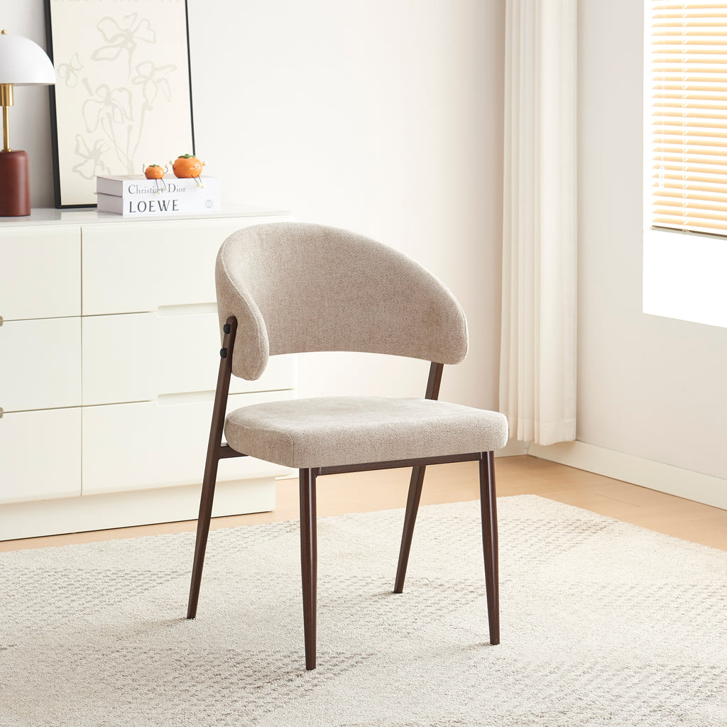 Chaise Lamia piedss Noyer Velours Glace marron avec pieds effet noyer