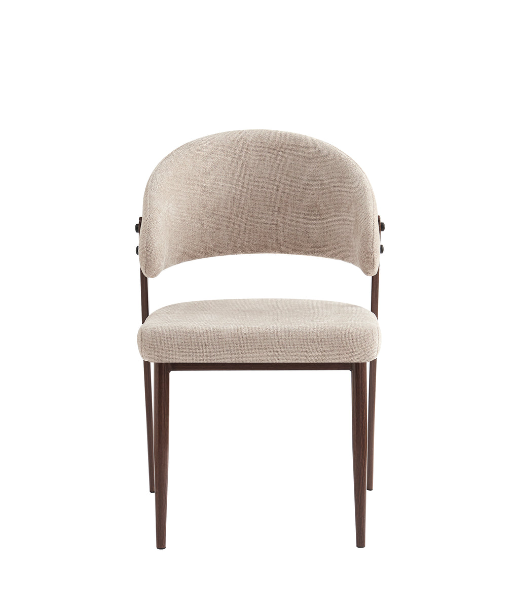 Chaise Lamia piedss Noyer Velours Glace marron avec pieds effet noyer