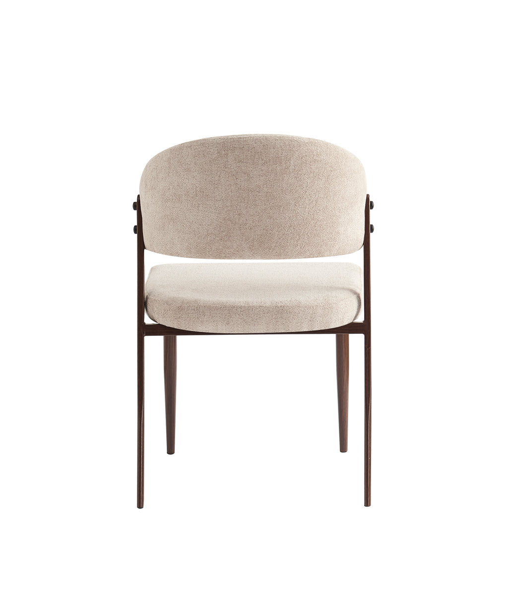 Chaise Lamia piedss Noyer Velours Glace marron avec pieds effet noyer
