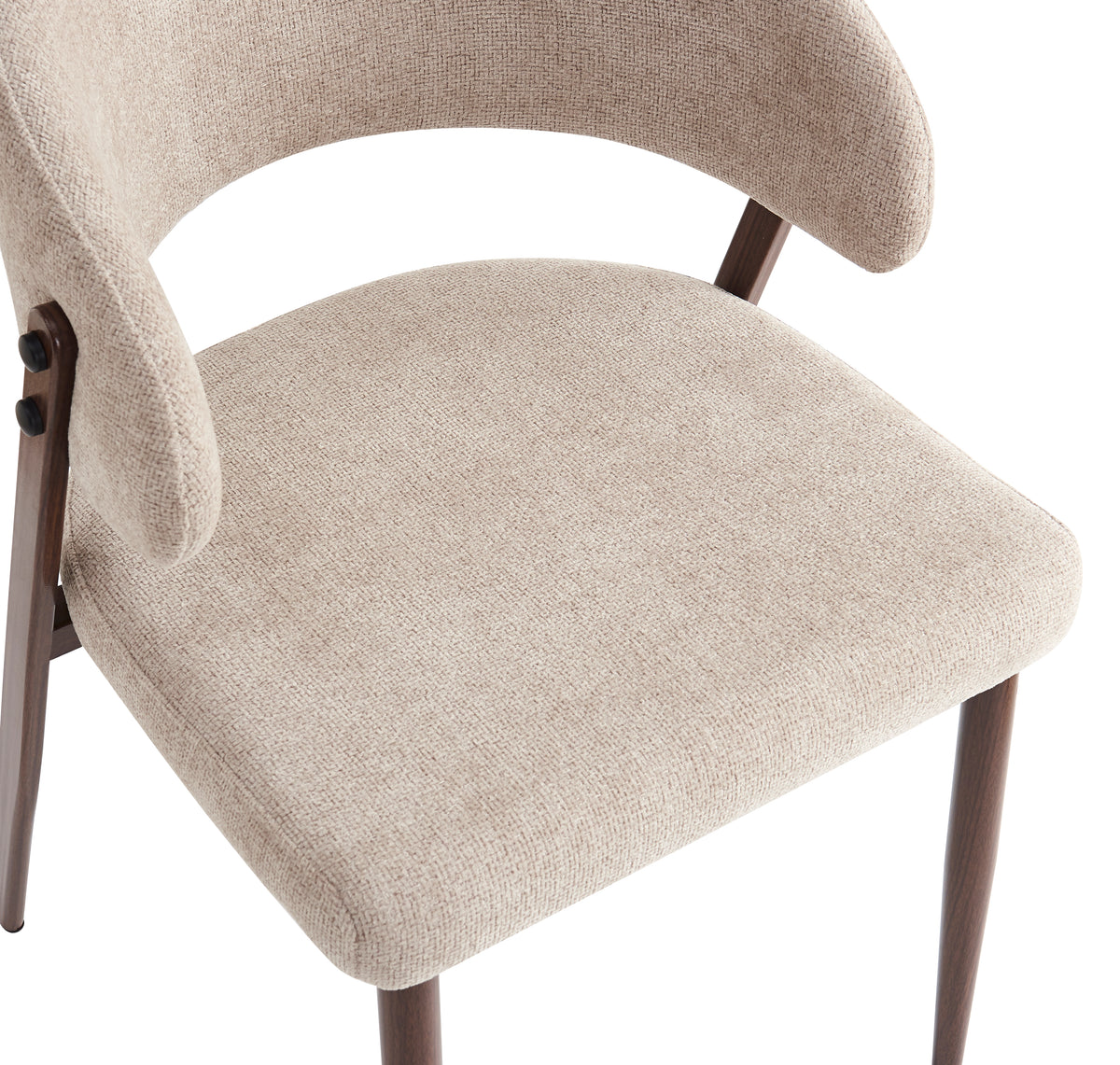 Chaise Lamia piedss Noyer Velours Glace marron avec pieds effet noyer